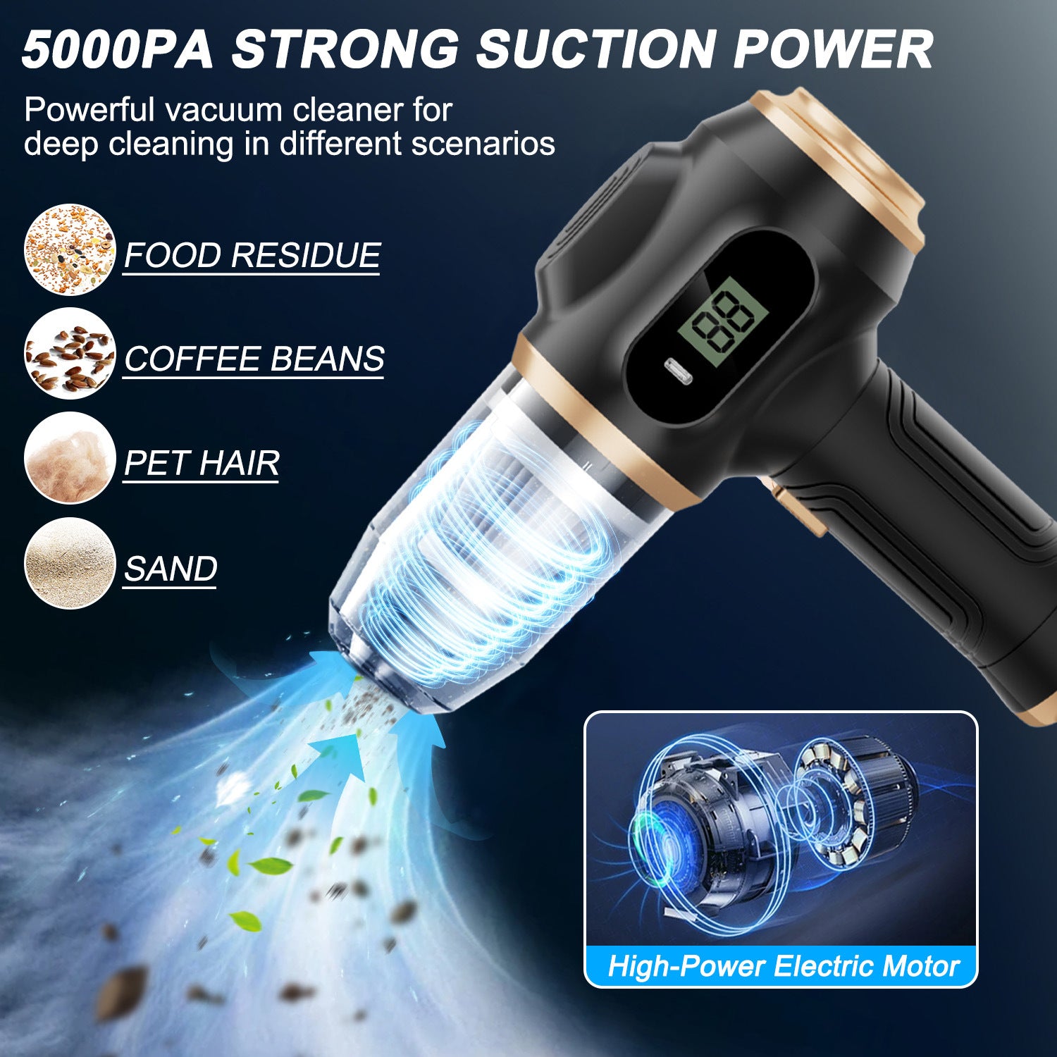 Wireless Handheld Car Vacuum Cleaner with Blower Function