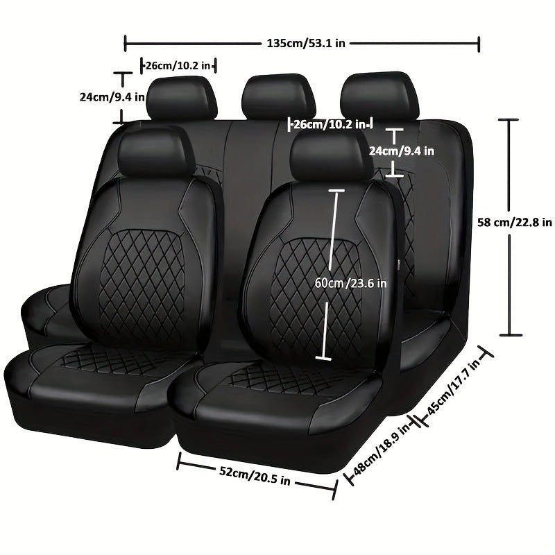 Universal Quilted Leather Car Seat Cover Set