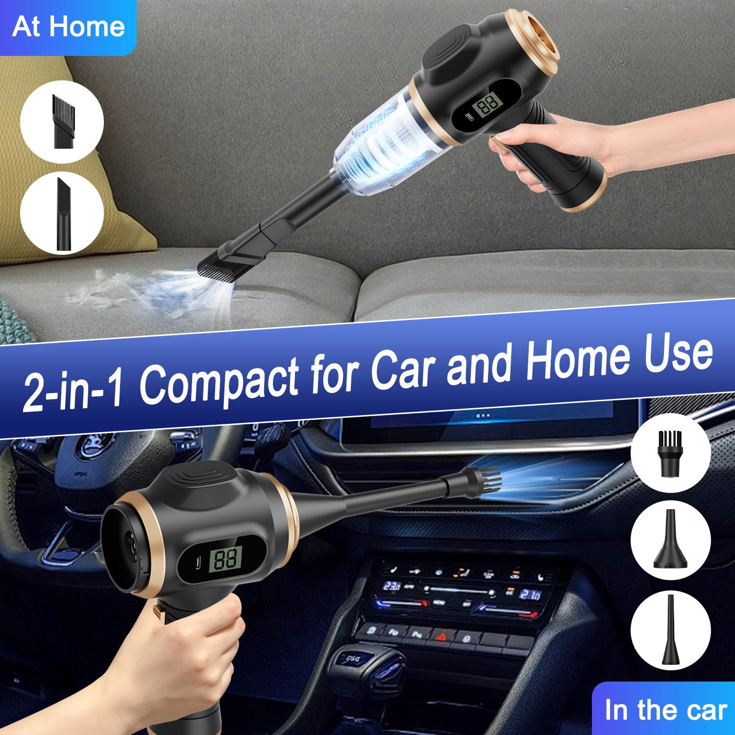 Wireless Handheld Car Vacuum Cleaner with Blower Function