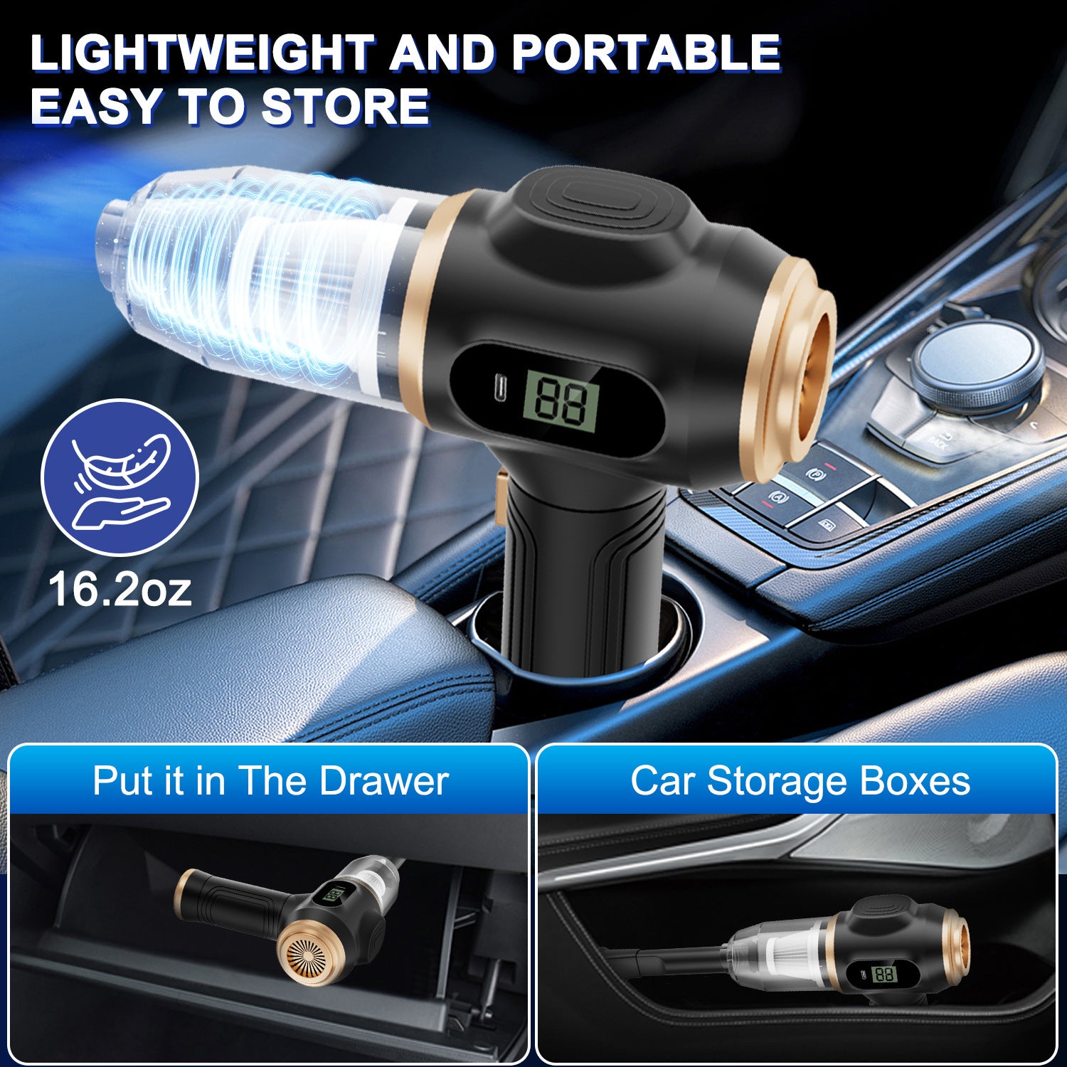 Wireless Handheld Car Vacuum Cleaner with Blower Function